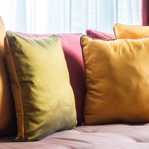Colorful Pillow on sofa decoration in living room interior